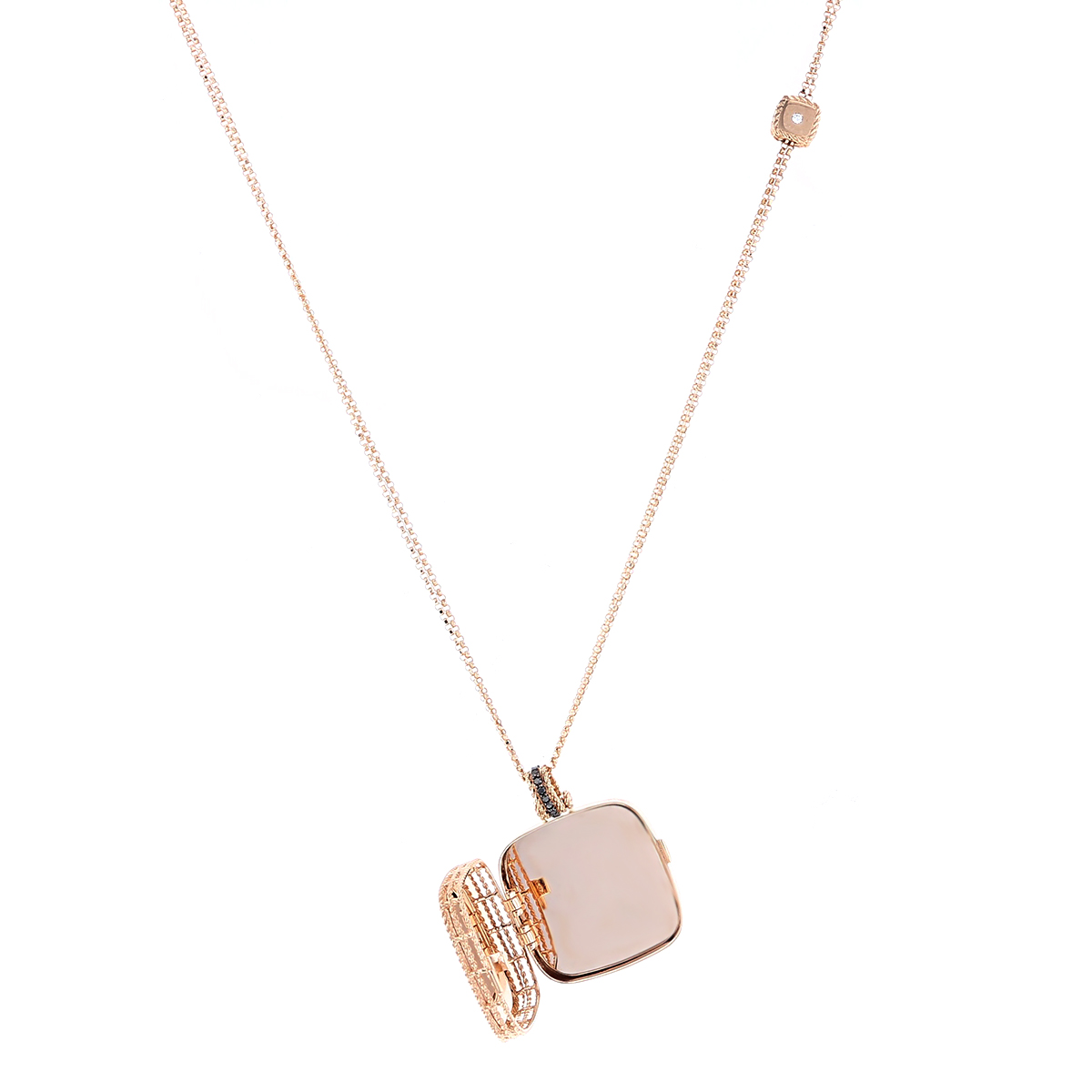 Roberto Coin 18K Rose Gold Black & White Diamond Venetian Princess Pendant/Necklace, 34