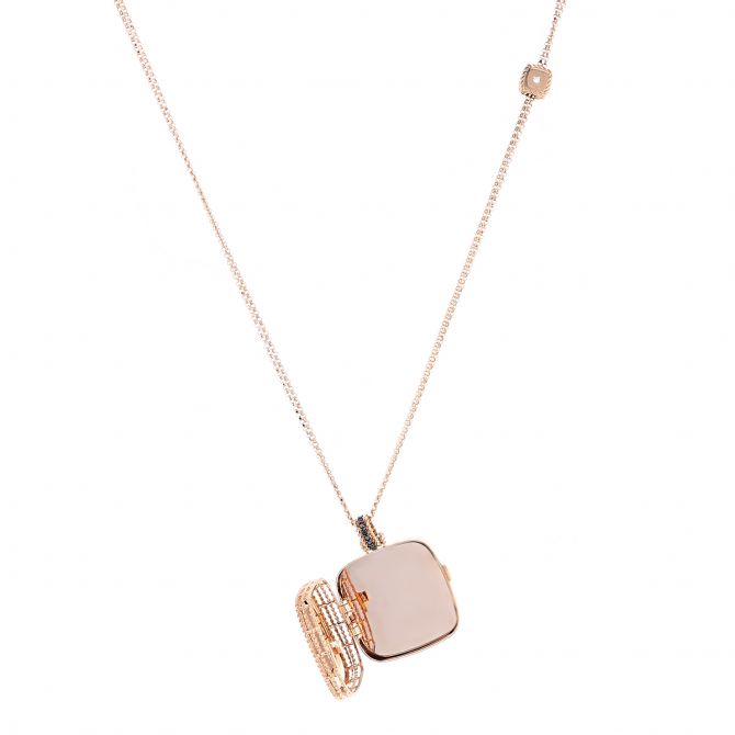 Roberto Coin 18K Rose Gold Black & White Diamond Venetian Princess Pendant/Necklace, 34"