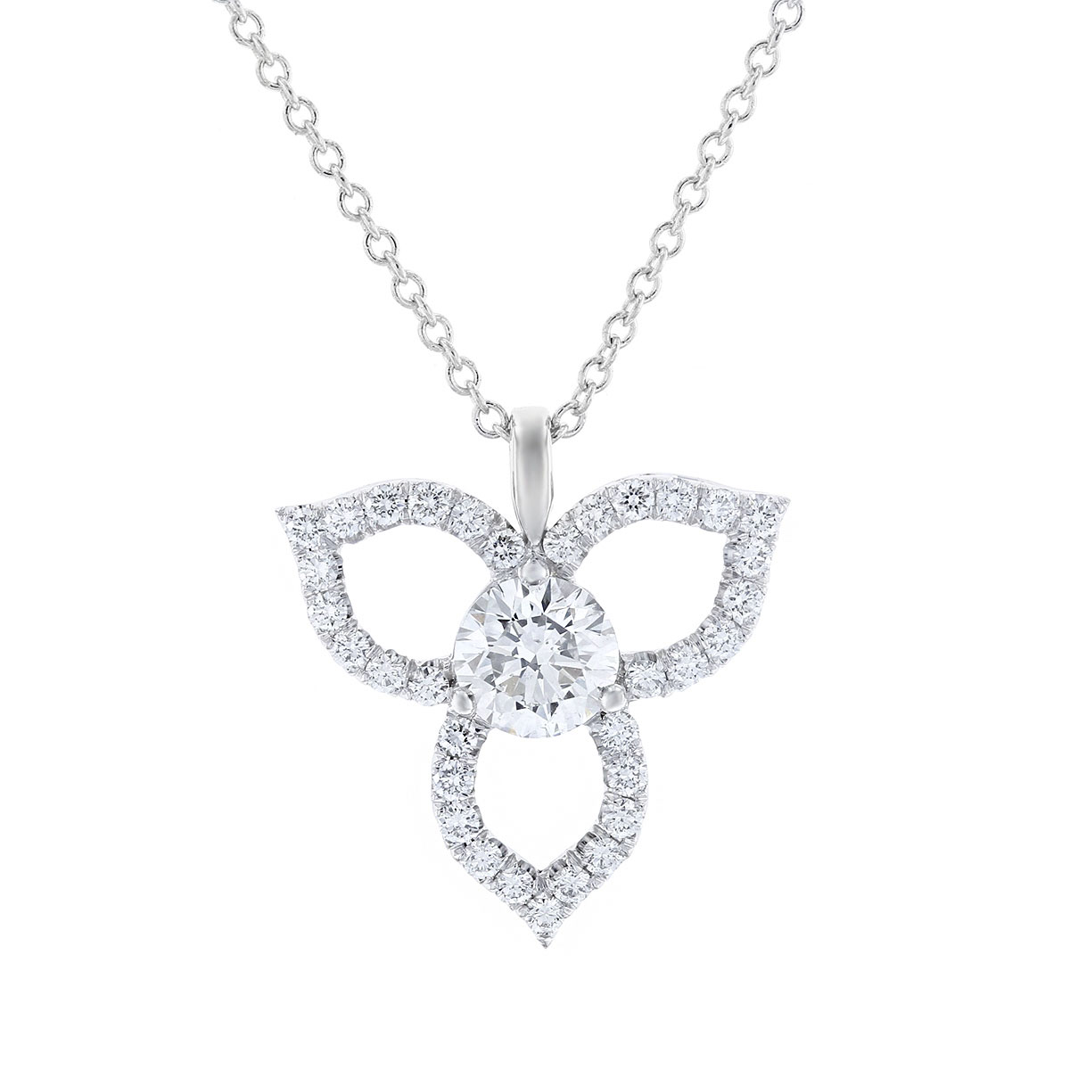Kalahari Dream Diamond 18K White Gold Clover Pendant, 18