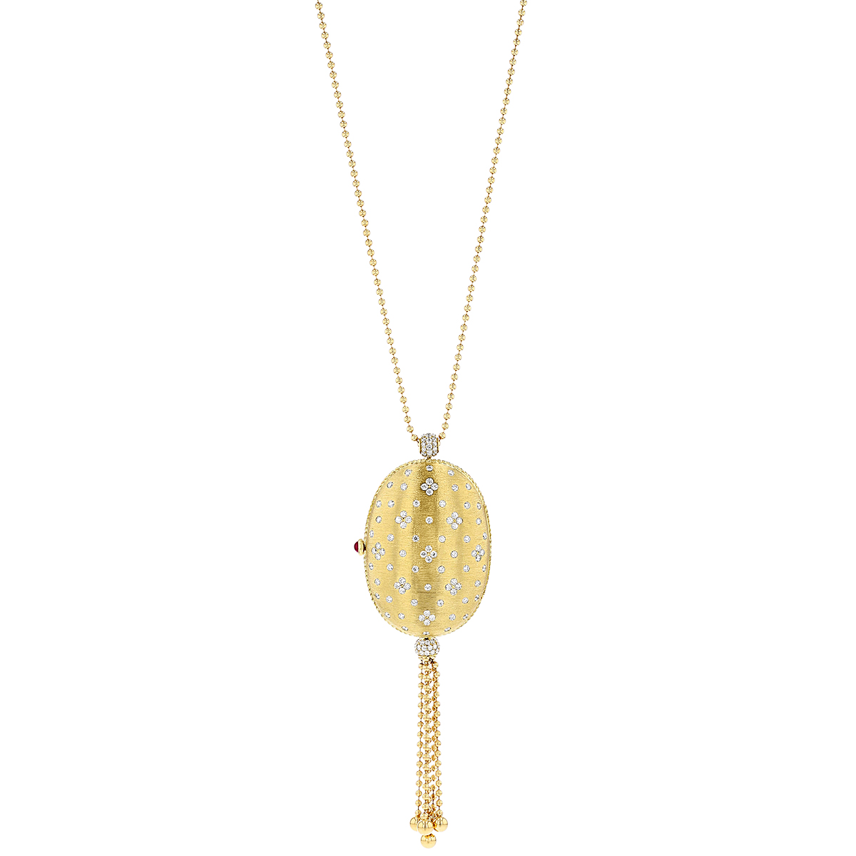 Roberto Coin Venetian Princess Yellow Gold Locket Tassel Pendant with Diamonds, 33