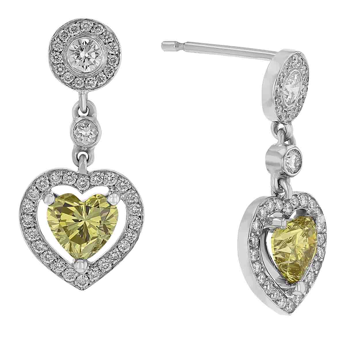 white gold heart shaped earrings