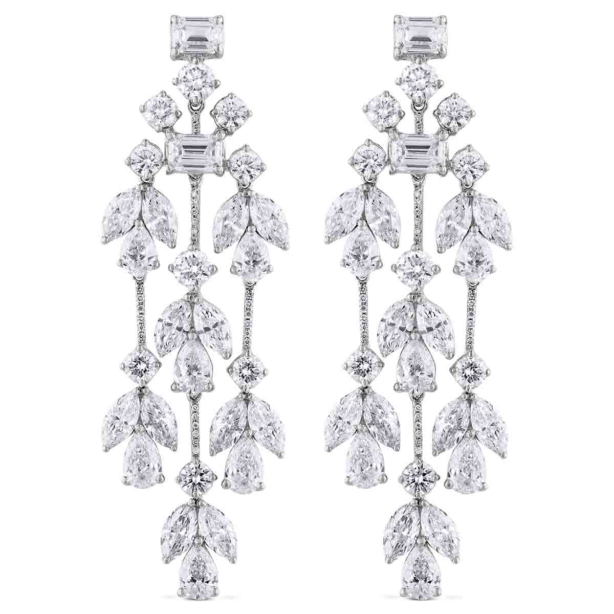 Diamond Chandelier Earrings in White Gold