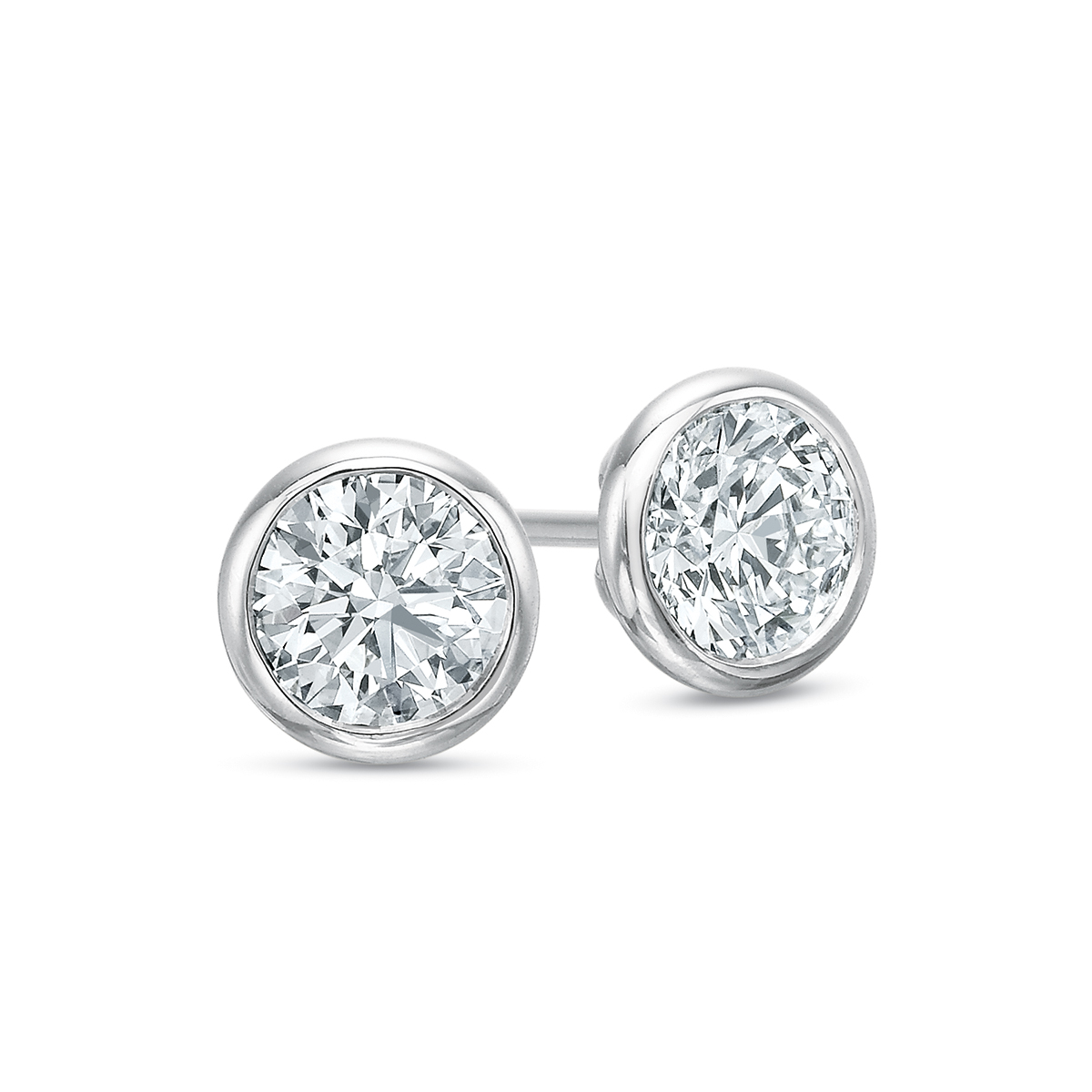 Kalahari Dream Diamond Round Bezel Set Stud Earrings in White Gold