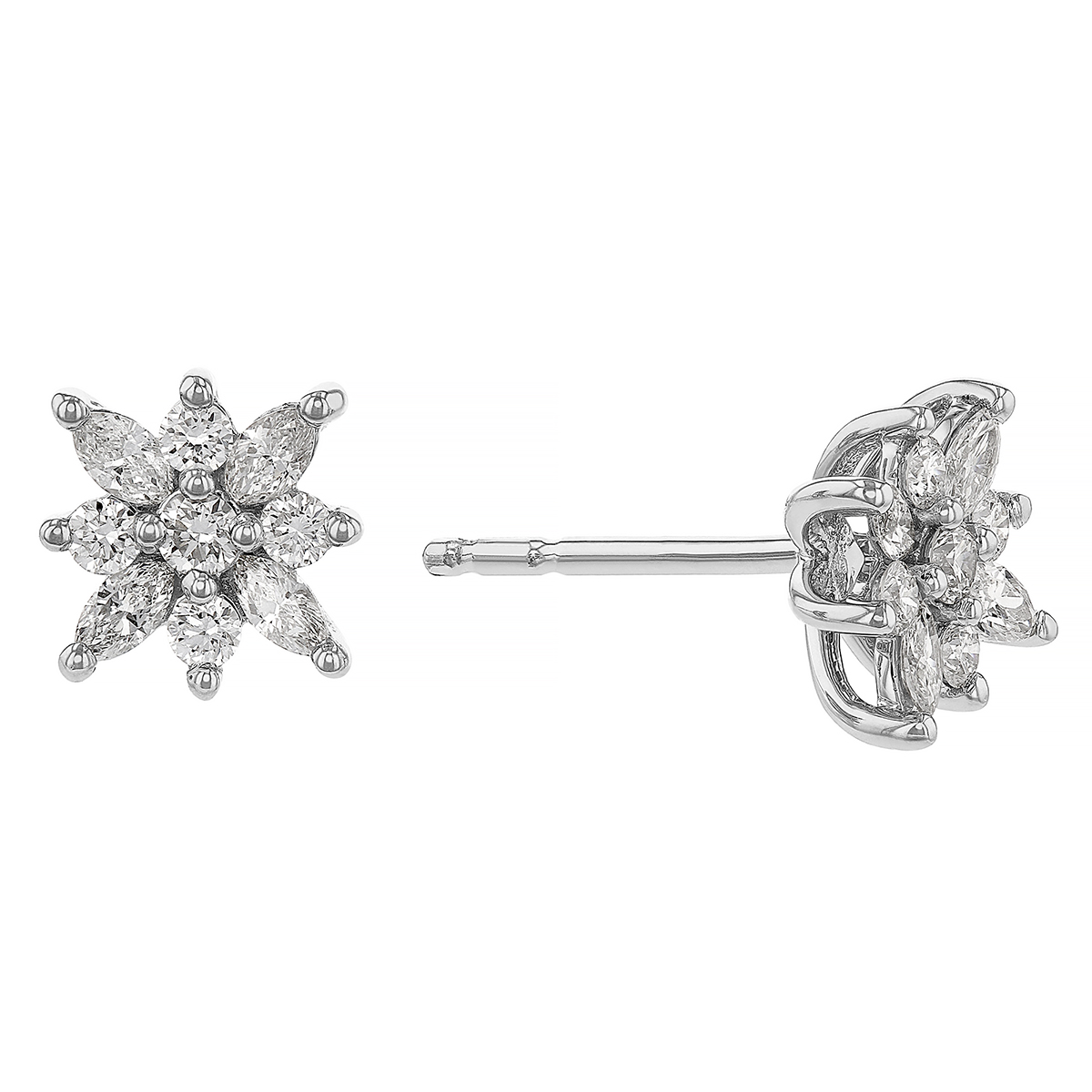 Kwiat Marquise & Round Diamond Star Post Earrings in White Gold