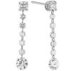 Aresa Diamond 7 Station Chain Drop Earrings in White Gold with Post Backs