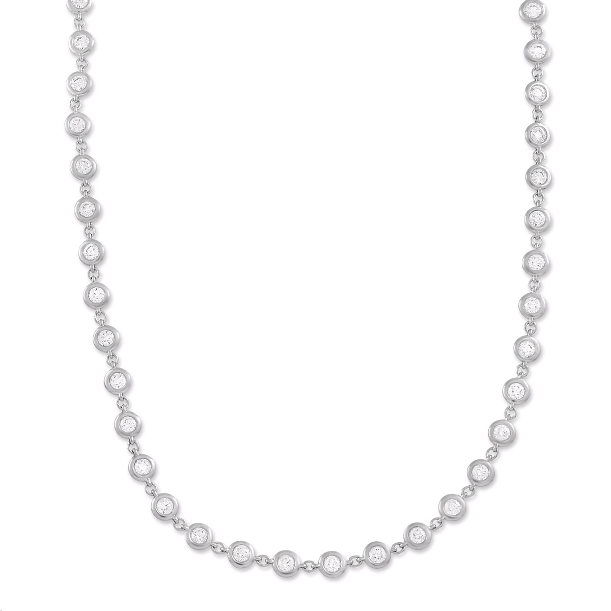 Diamond Bezel Set Strand Necklace in White Gold, 36" Borsheims