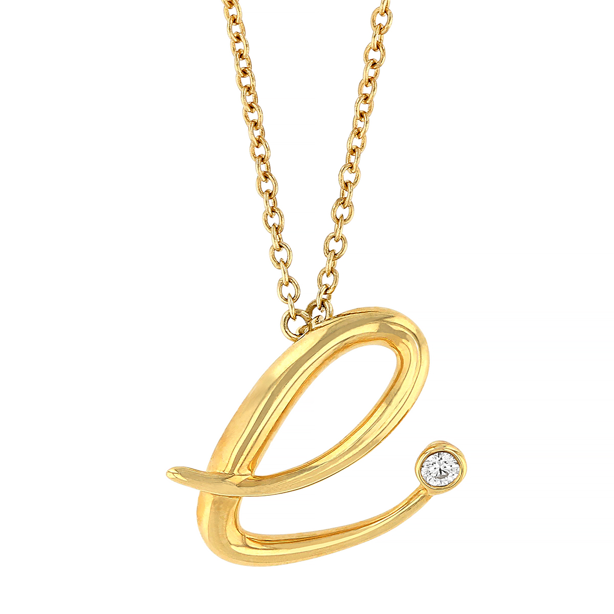 Kwiat 18K Yellow Gold Diamond Initial E 