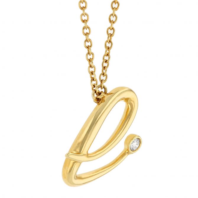 Kwiat 18K Yellow Gold Diamond Initial E 