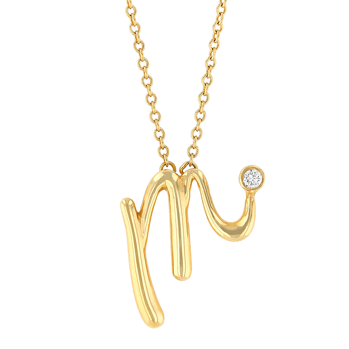 Kwiat 18K Yellow Gold Diamond Initial M 