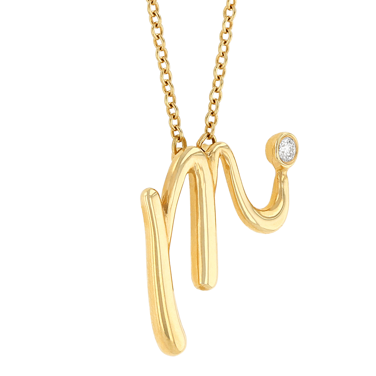Kwiat 18K Yellow Gold Diamond Initial M 