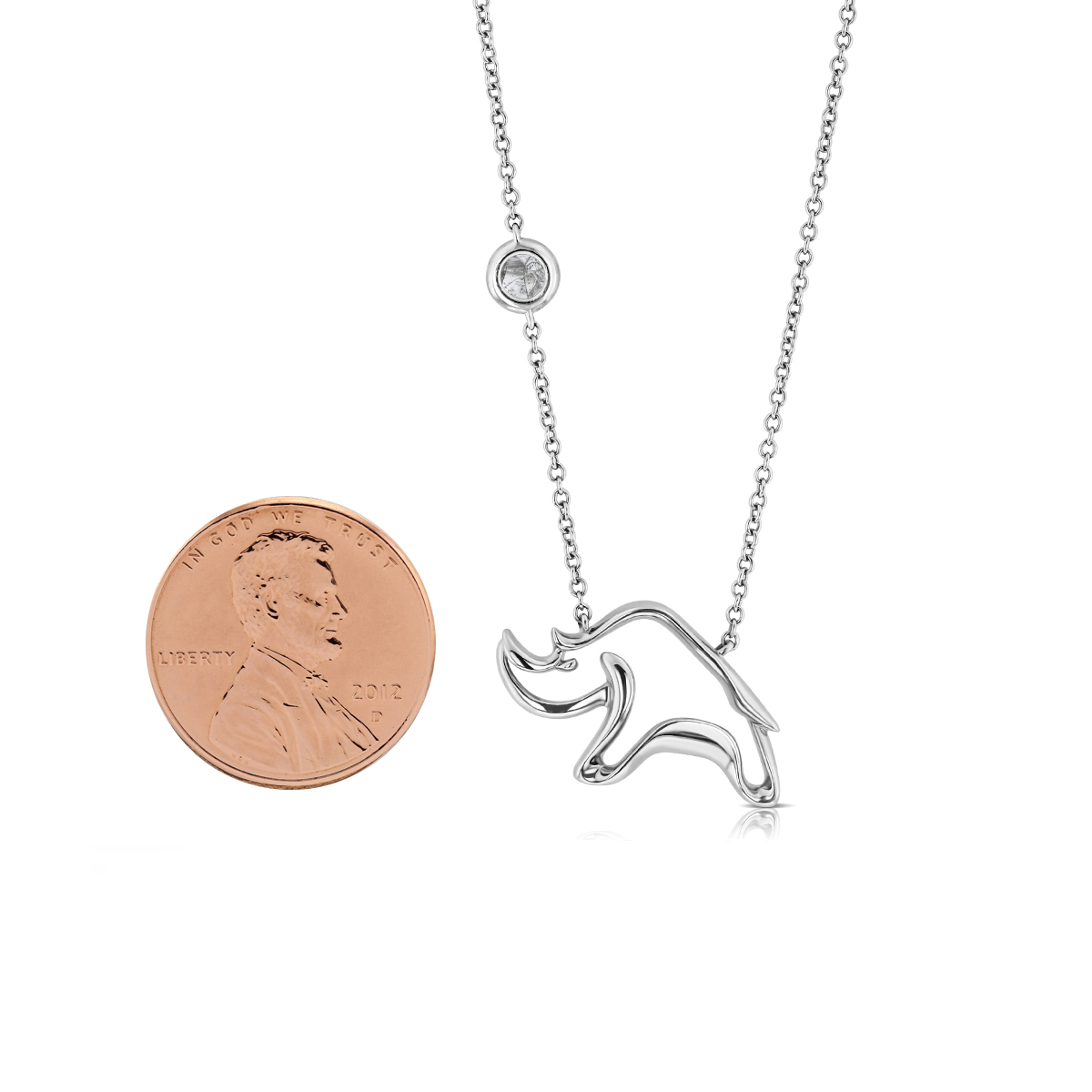 Kalahari Dream Diamond 18k White Gold Rhino Pendant Borsheims
