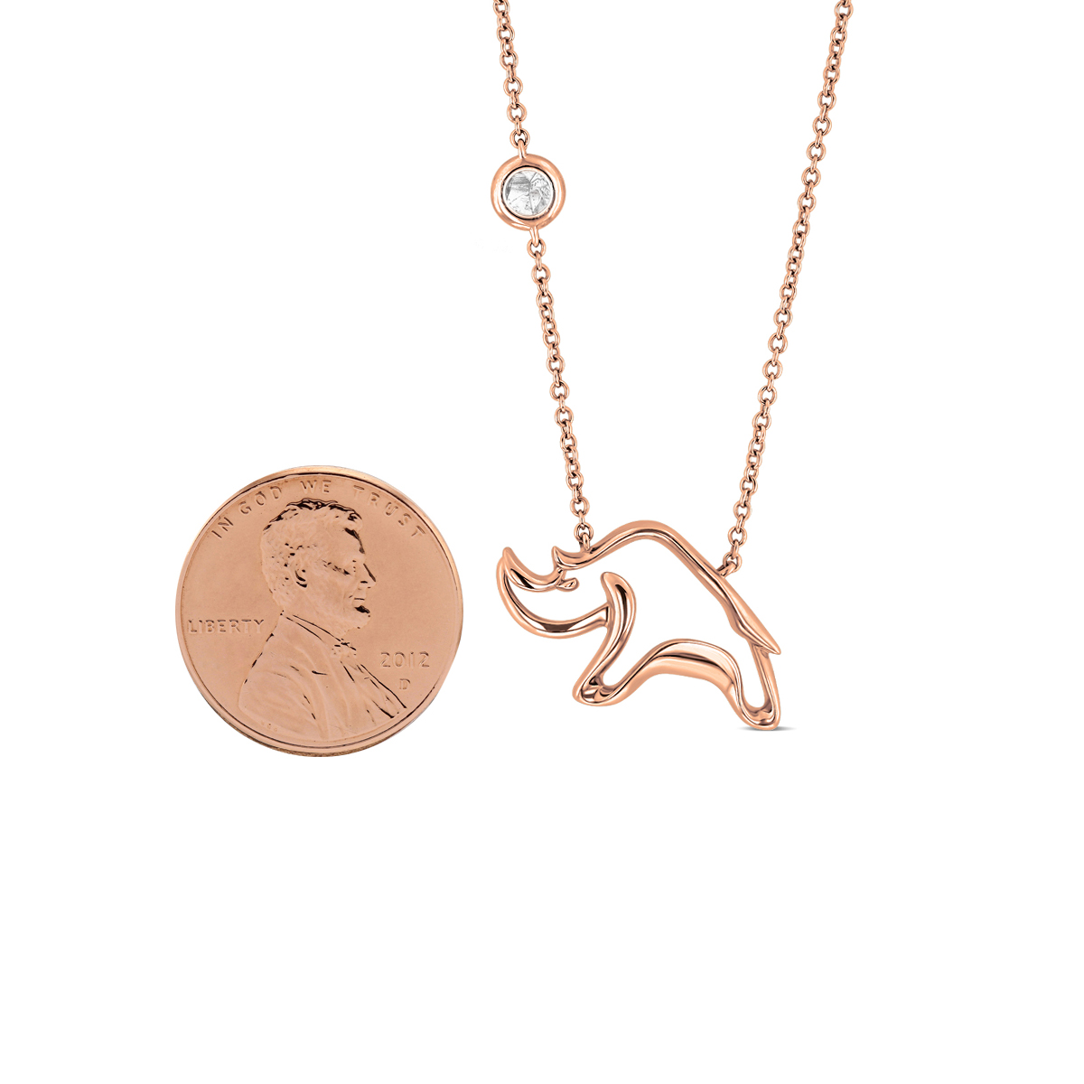 Kalahari Dream Diamond 18K Rose Gold Rhino Pendant