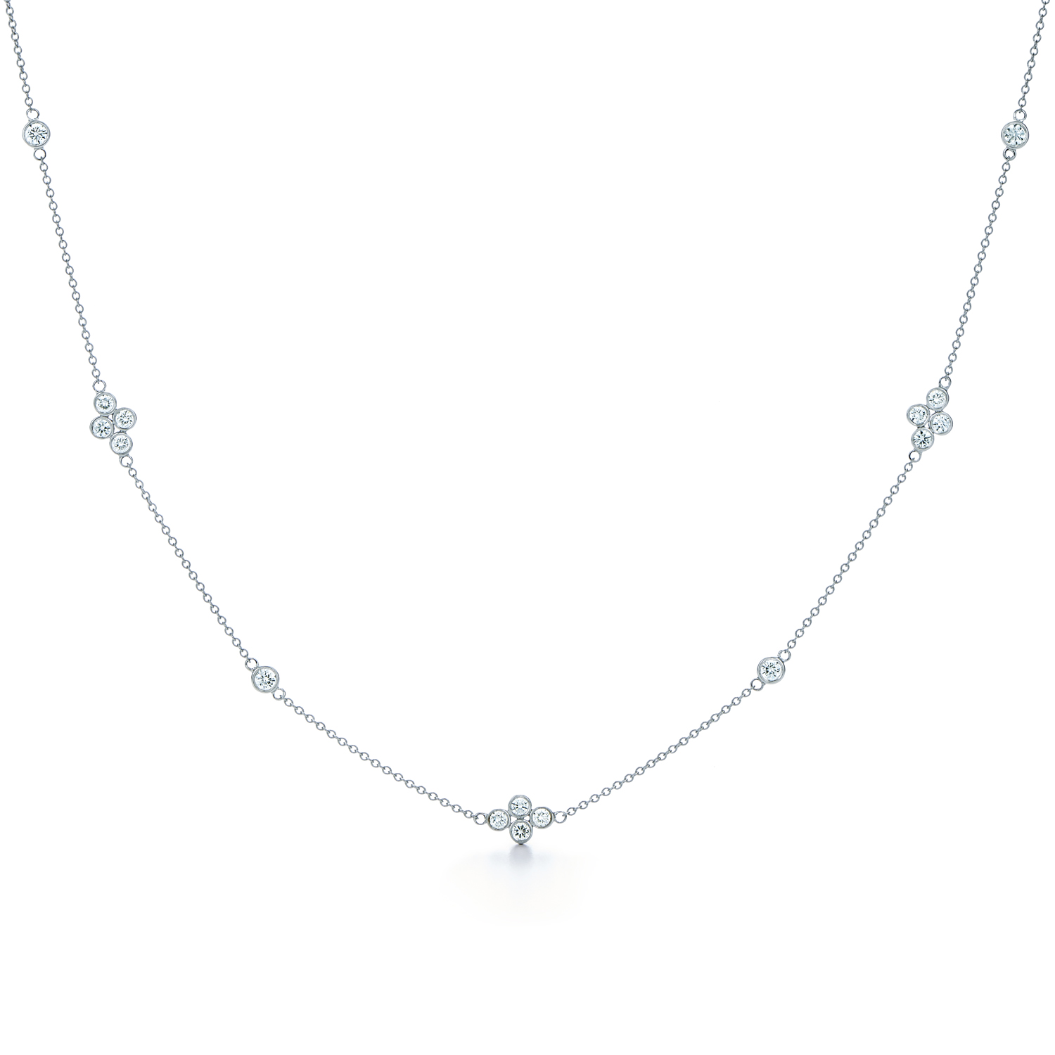 Kwiat Diamond Bezel Set Cluster Station Necklace in White Gold, 18