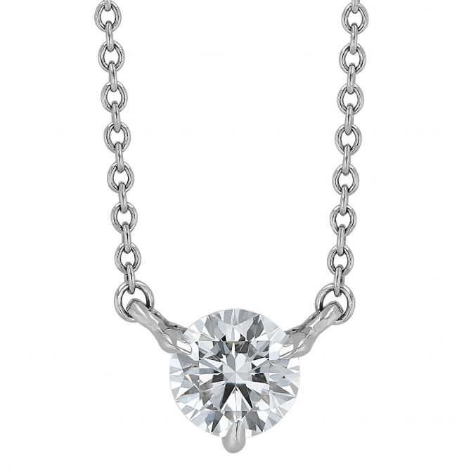 Kwiat ct Round Diamond Solitaire Necklace in Platinum, 16