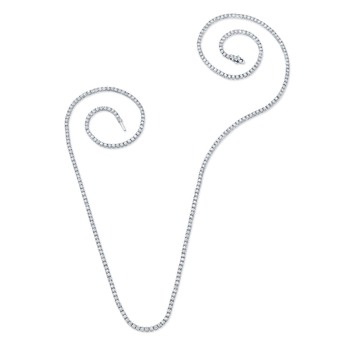 Rahaminov Diamond Tennis Necklace in White Gold, 34