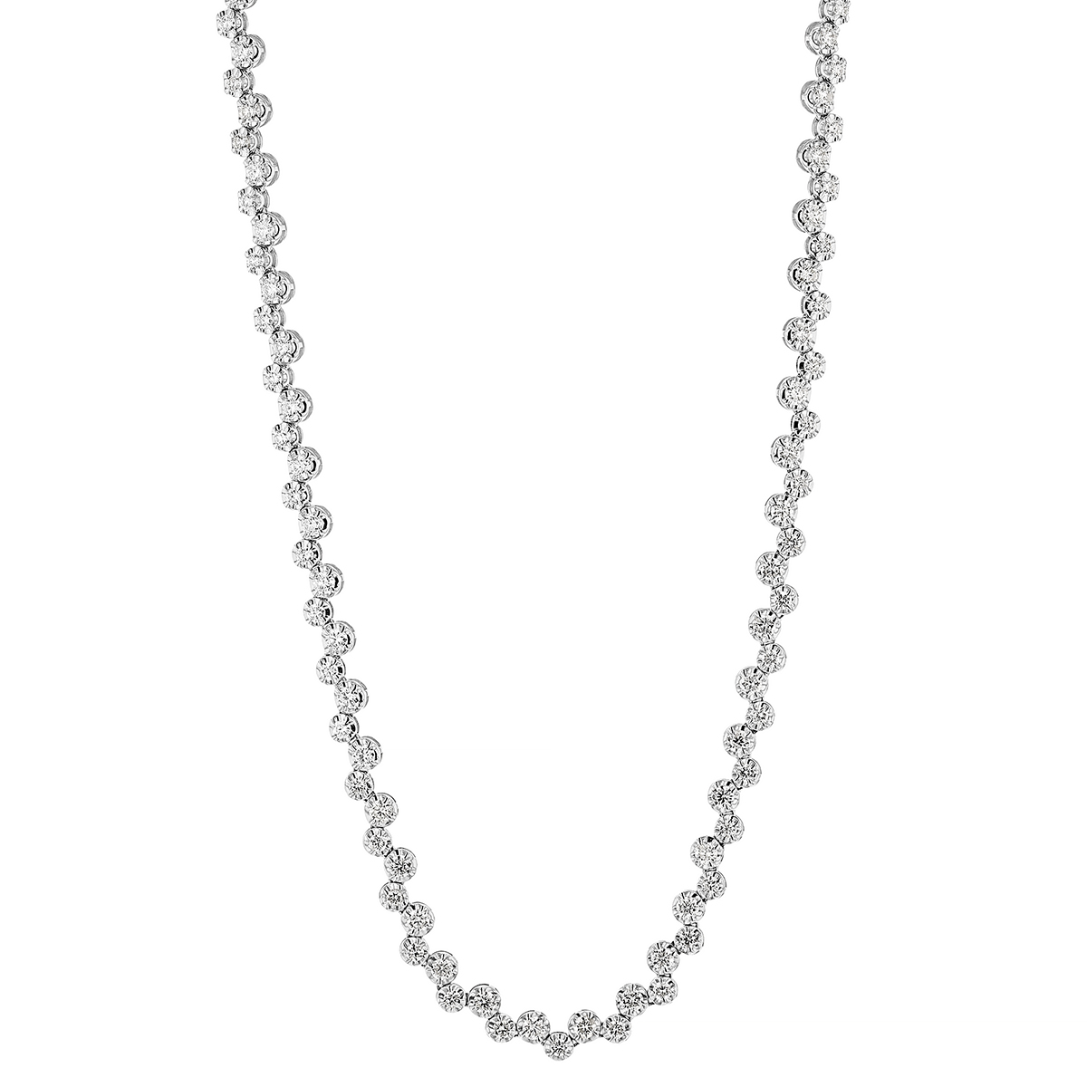 Round Diamond Bubble Link Necklace in White Gold, 32" Borsheims