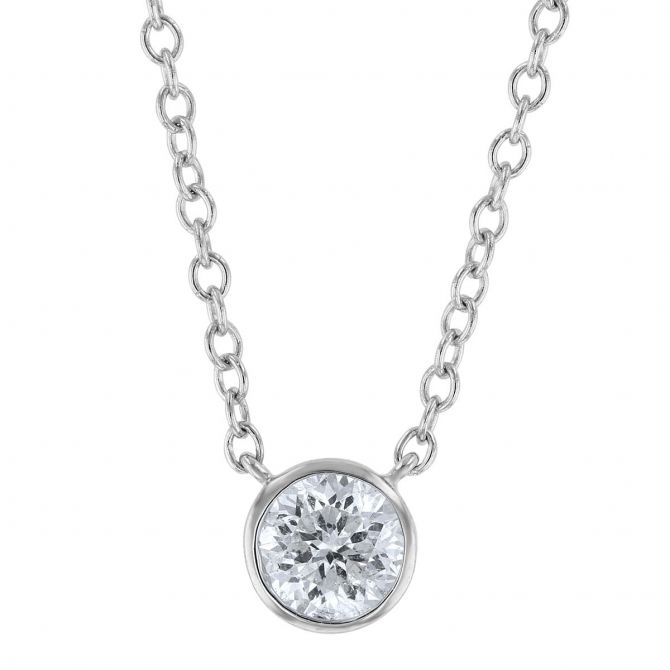 Borsheims Signature Round Diamond Single Station Necklace in White Gold, 0.50 ct