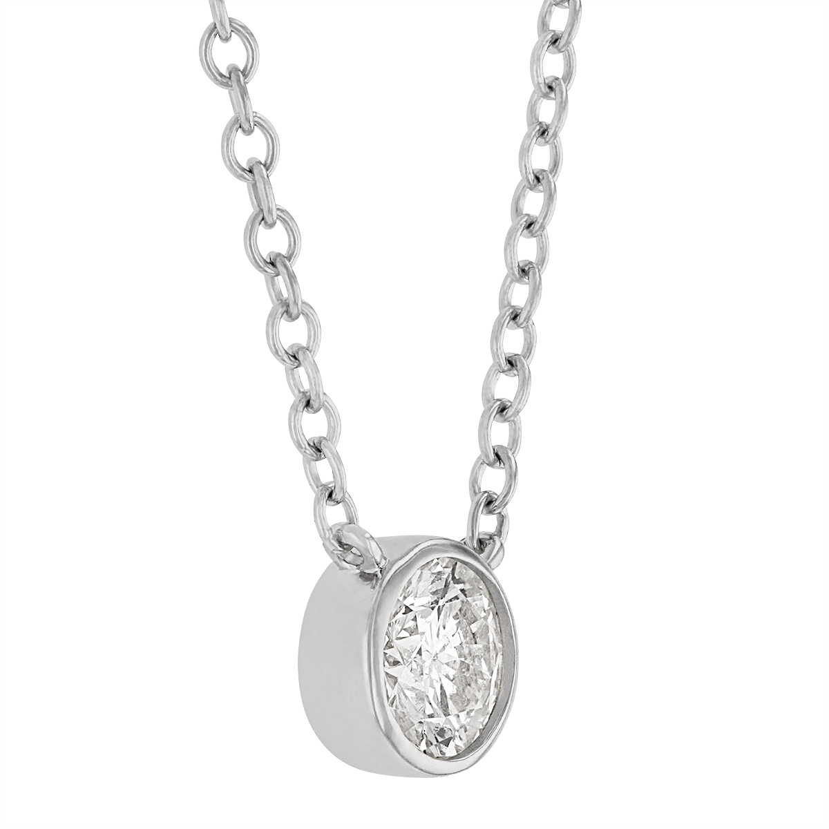 Borsheims Signature Round Diamond Single Station Necklace in White Gold, 0.50 ct