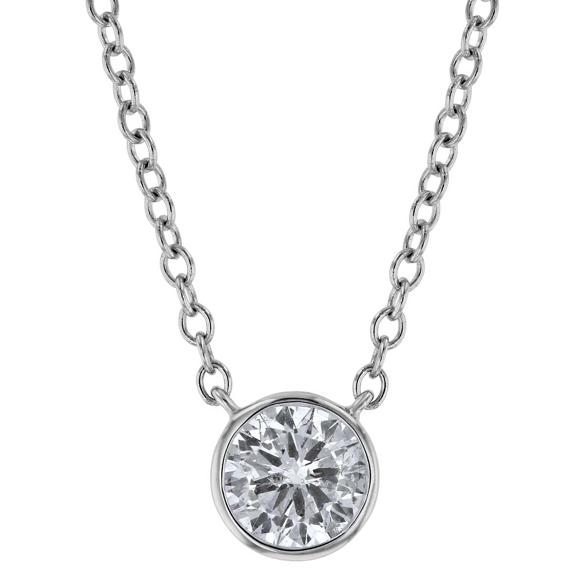 Borsheims Signature Round Diamond Single Station Necklace in White Gold, 0.70 ct