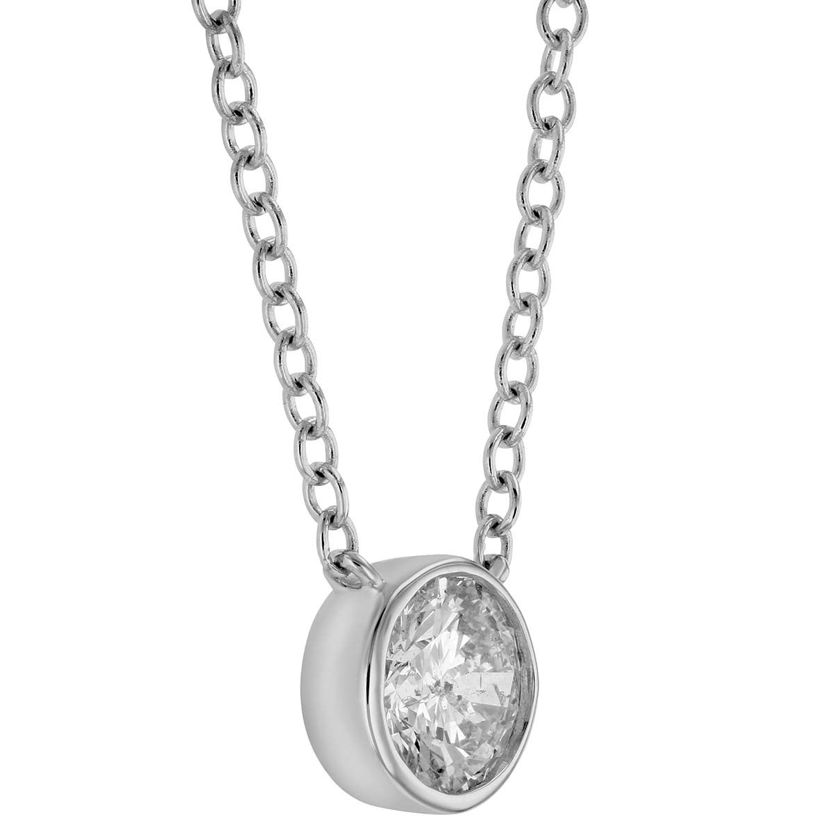 Borsheims Signature Round Diamond Single Station Necklace in White Gold, 0.70 ct