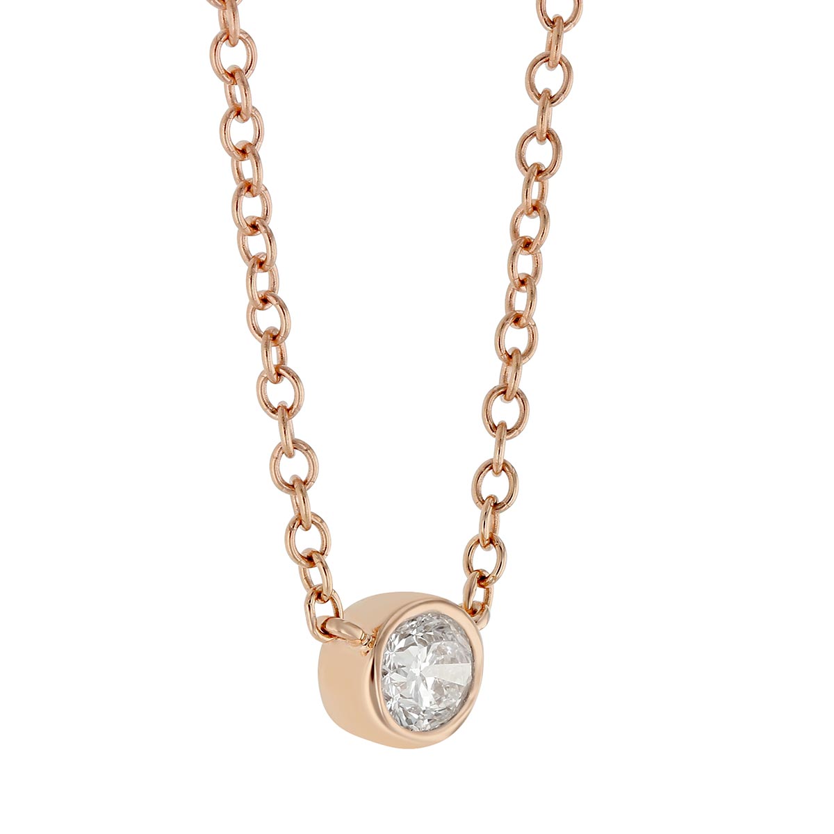 Oval Diamond Single Station Necklace in Rose Gold