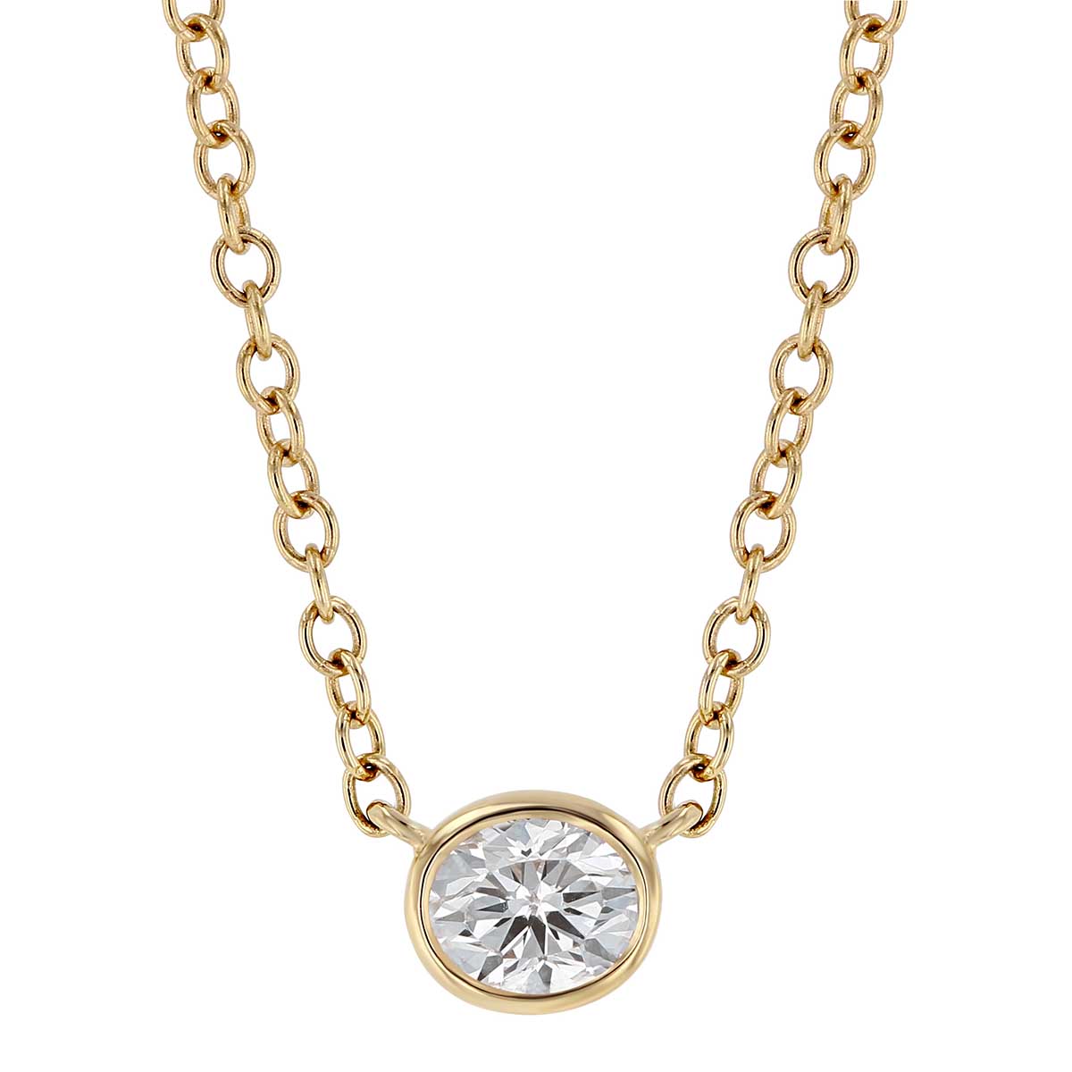 Borsheims Signature Oval Diamond Single Station Necklace in Yellow Gold