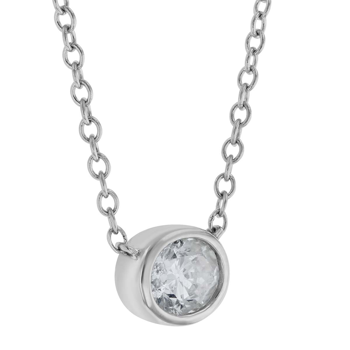 Borsheims Signature Oval Diamond Single Station Necklace in White Gold, 0.70 ct