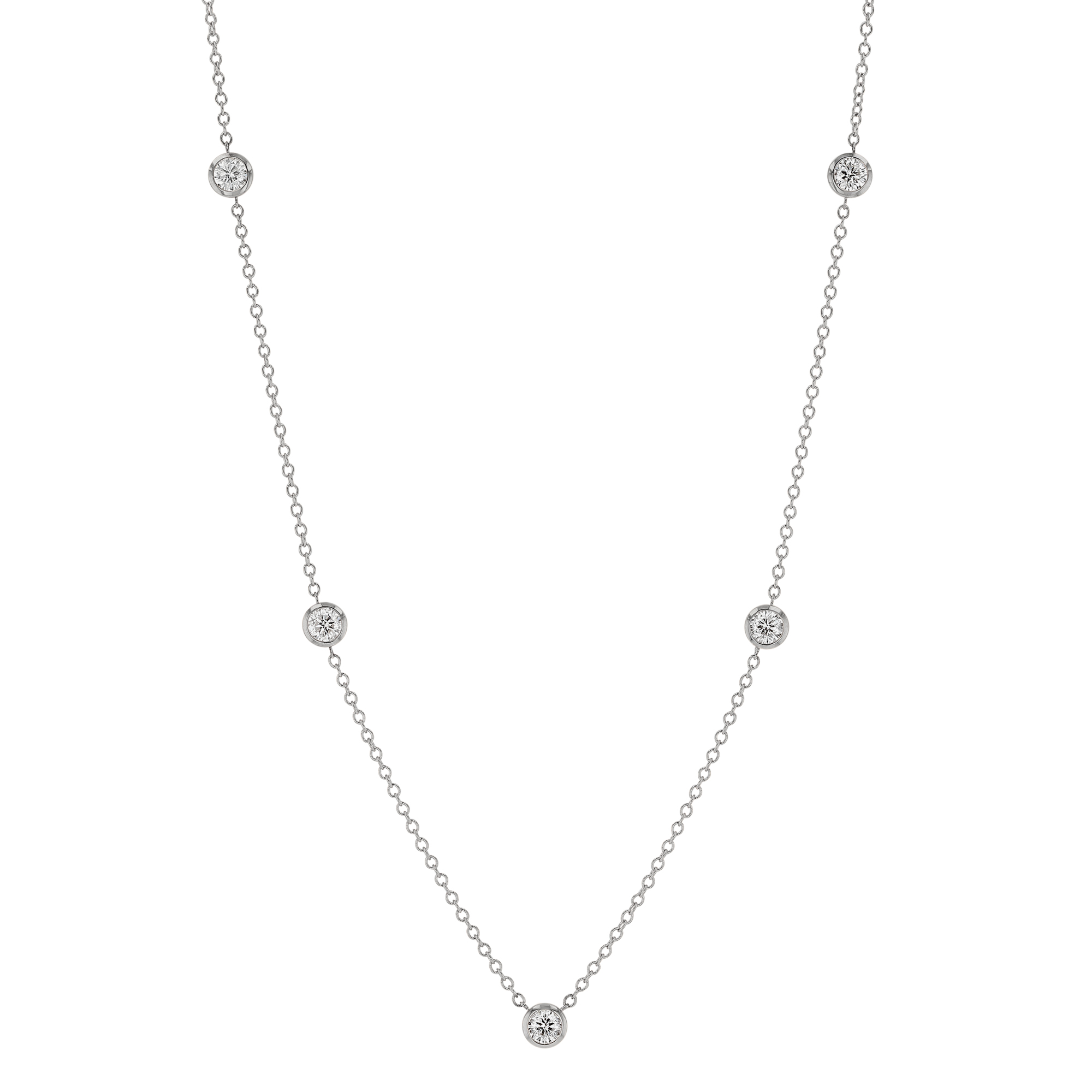 Borsheims Signature Round Diamond 5 Station Necklace in White Gold