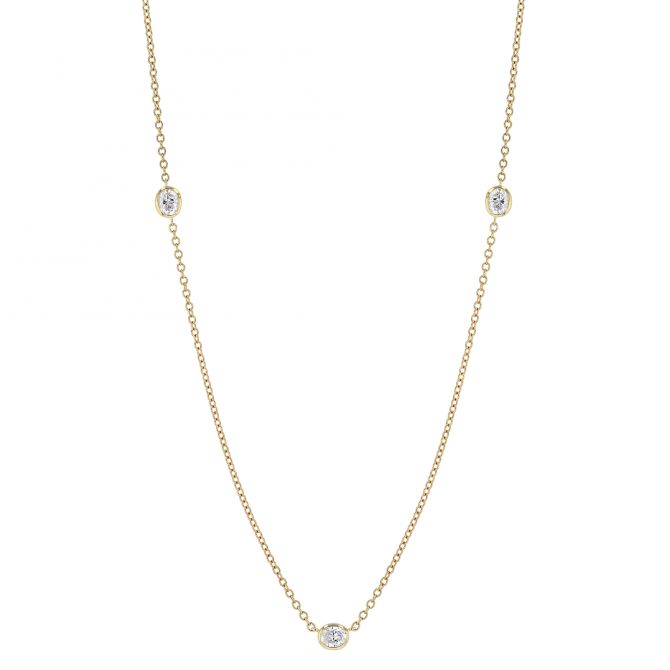 Borsheims Signature Oval Diamond 3 Station Necklace in Yellow Gold
