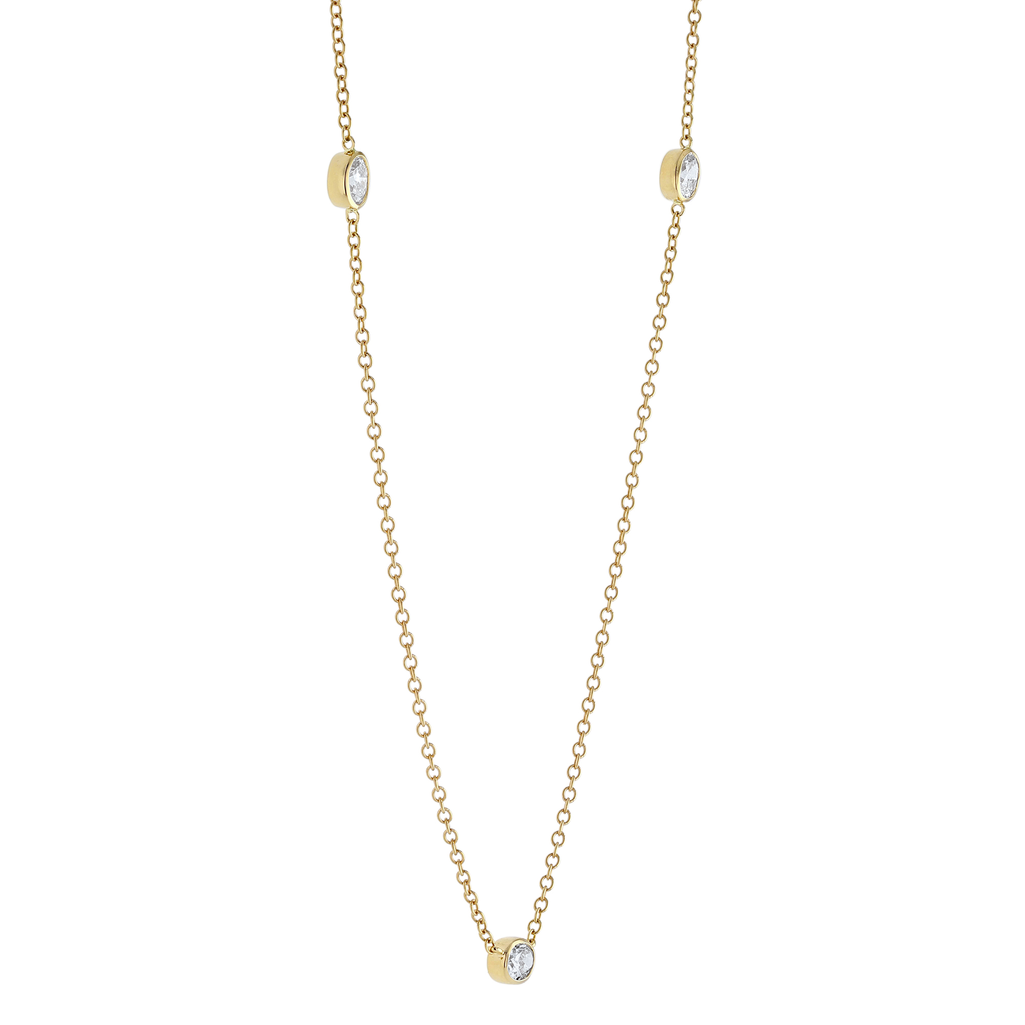 Borsheims Signature Oval Diamond 3 Station Necklace in Yellow Gold