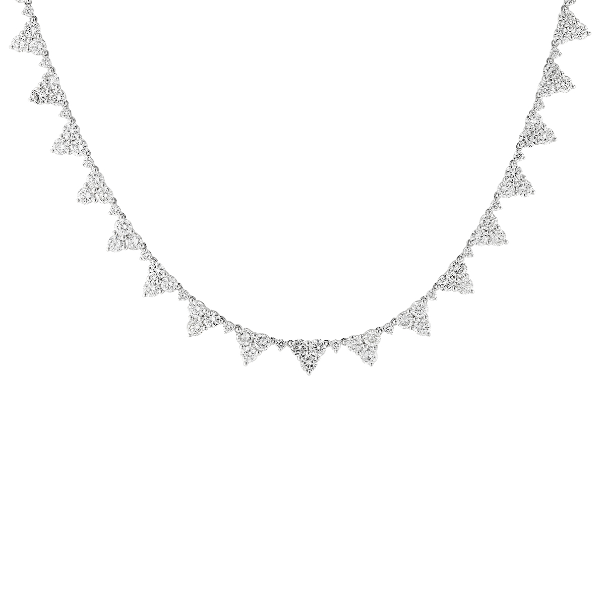 Diamond Pavé Spike Pattern Necklace in White Gold, 16