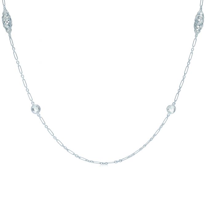 Kwiat Splendor Diamond Filigree Station Necklace in White Gold, 36"