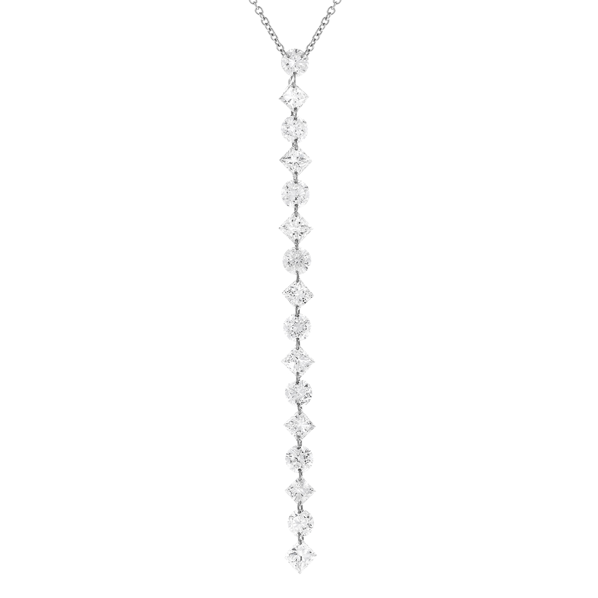 Diamond Long Dangle Y Necklace in White Gold, 18" Borsheims