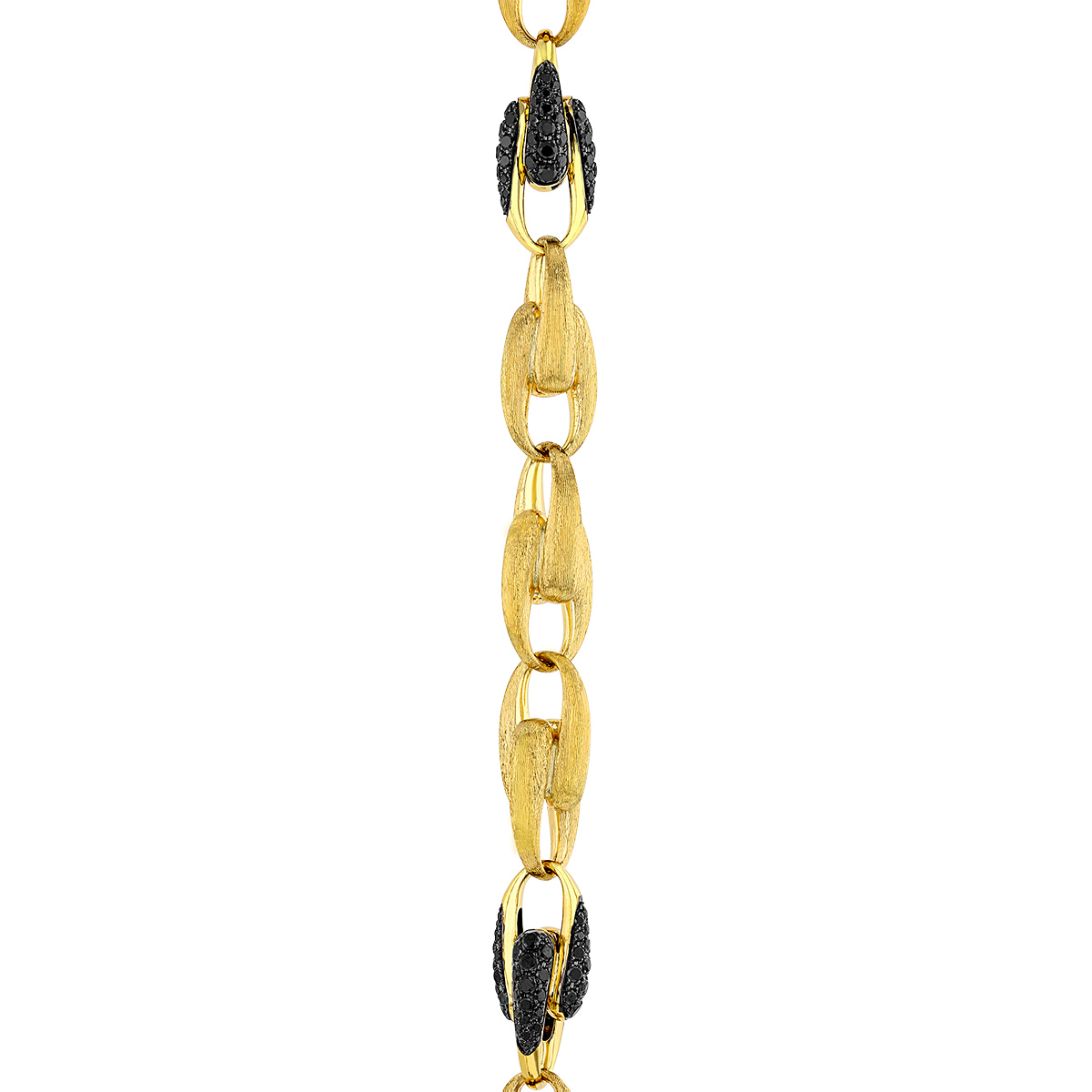 Marco Bicego Lucia Black Diamond Link Station Necklace in Yellow Gold, 17.75