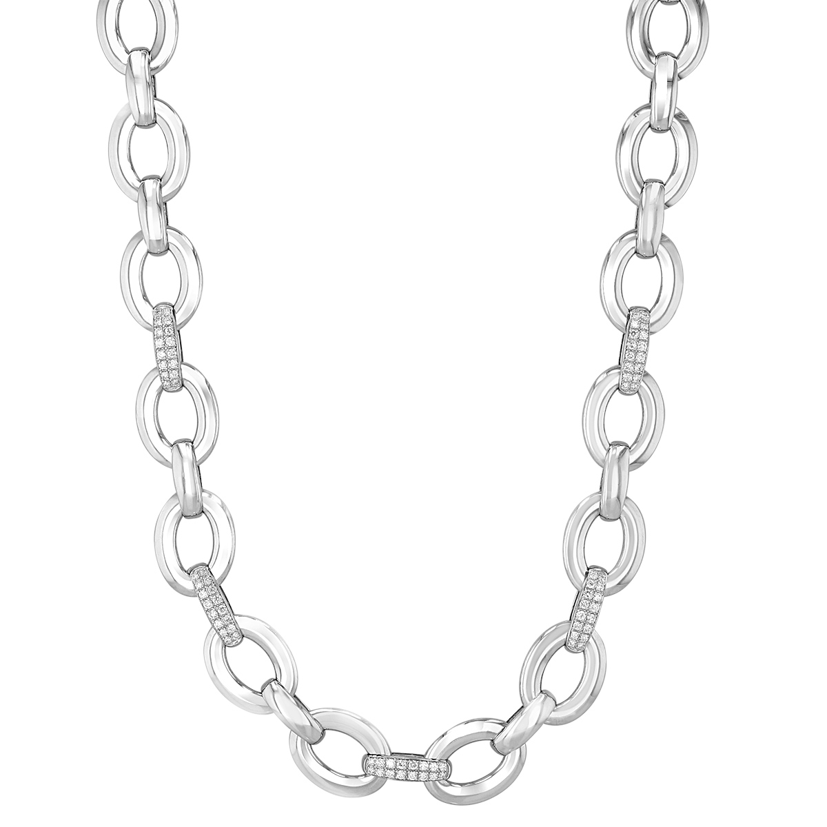 Roberto Coin Diamond Pavé Link Necklace in White Gold, 17.5
