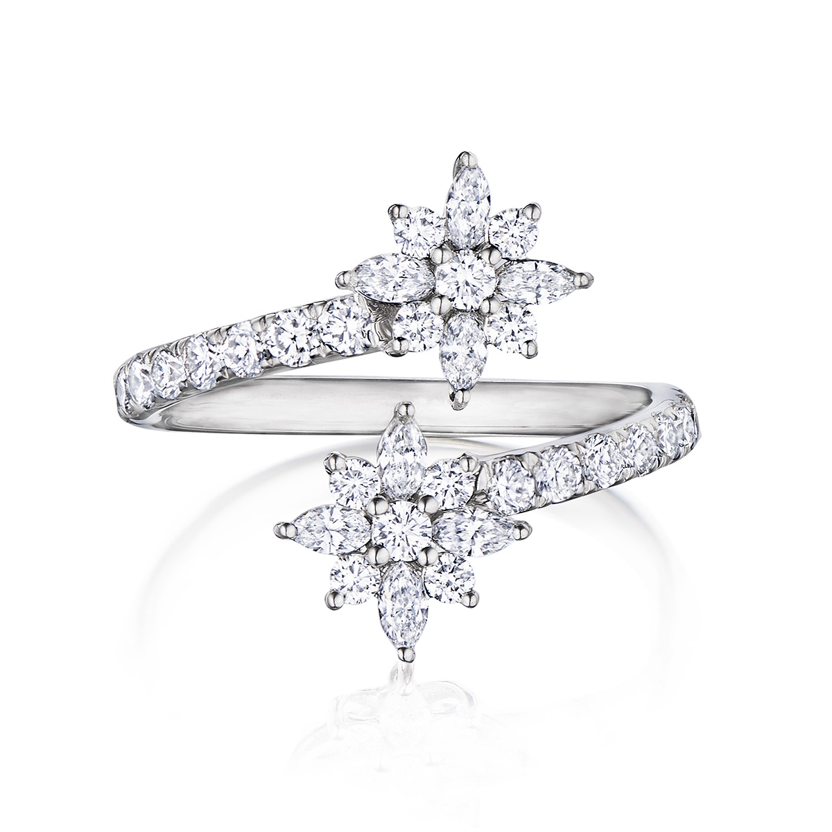 Kwiat 18K White Gold Marquise & Round Diamond Starburst Bypass Ring
