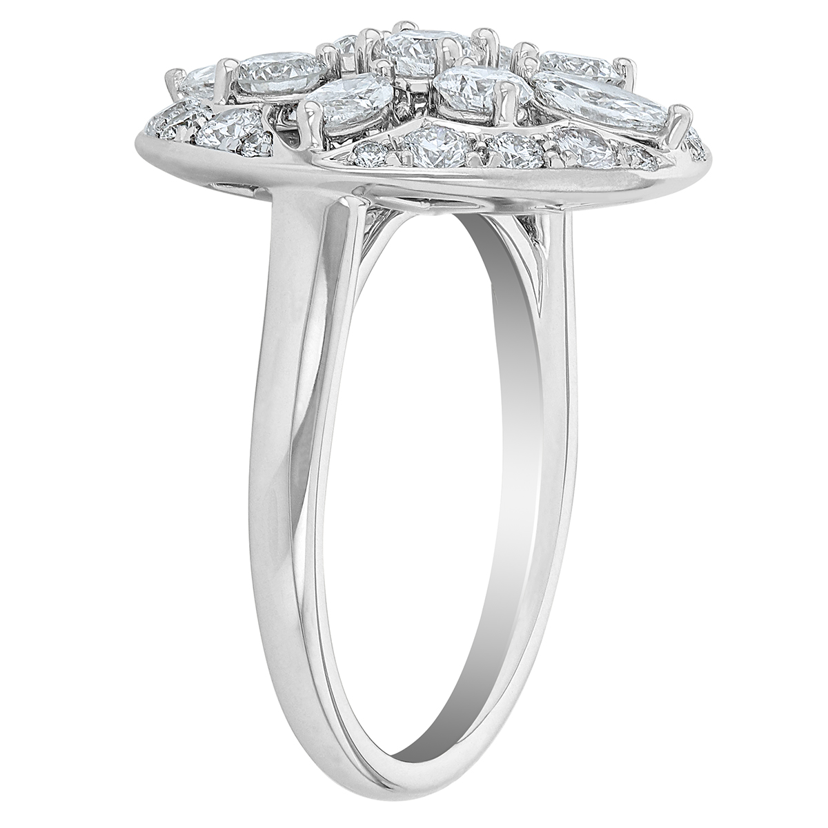 Kwiat Marquise & Round Diamond Star Cutout Circle Ring in White Gold