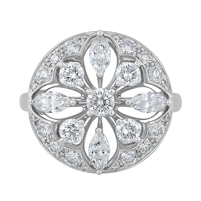 Kwiat Marquise & Round Diamond Star Cutout Circle Ring in White Gold