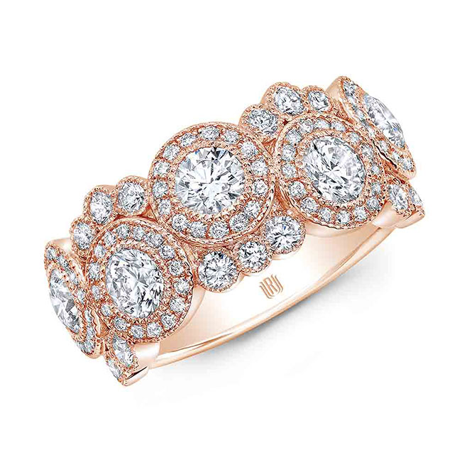 Rahaminov Round Diamond Halo Bubble Ring in Rose Gold