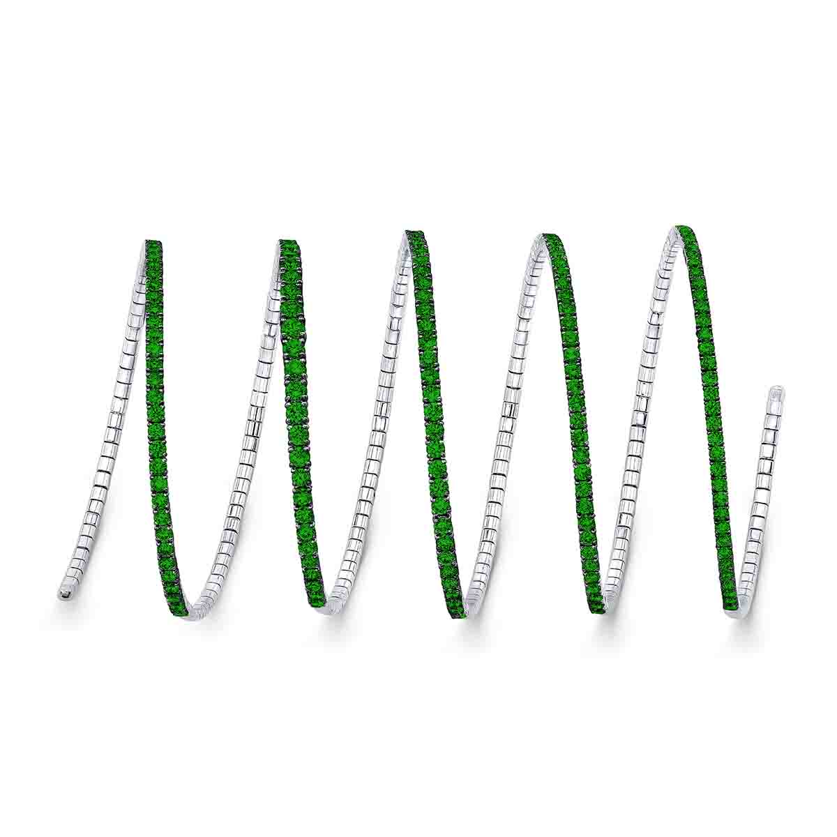 Rahaminov Emerald 5 Row Flex Coil Bracelet in White Gold