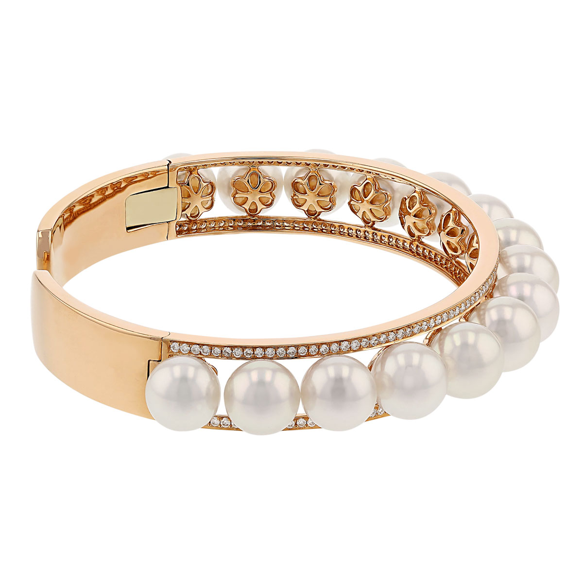 TARA Pearls White Cultured Pearl & Diamond Cuff Bracelet in Rose Gold