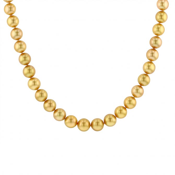 TARA Pearls Golden South Sea Cultured Pearl Strand with Diamond Clasp, 17.5"