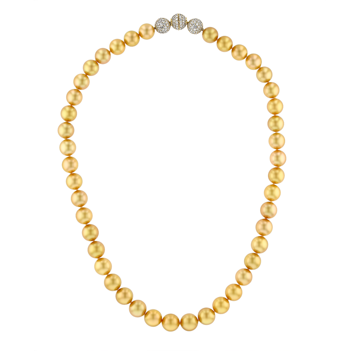 TARA Pearls Golden South Sea Cultured Pearl Strand with Diamond Clasp, 17.5