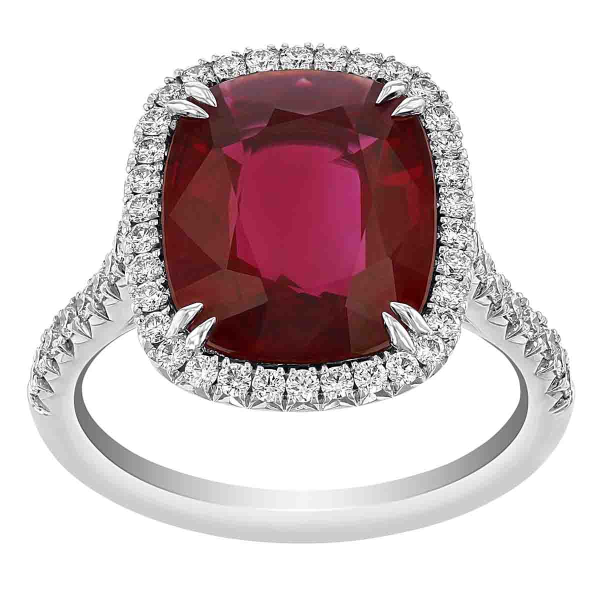 Cushion Thailand  Ruby Diamond  Halo Ring  in White  Gold  