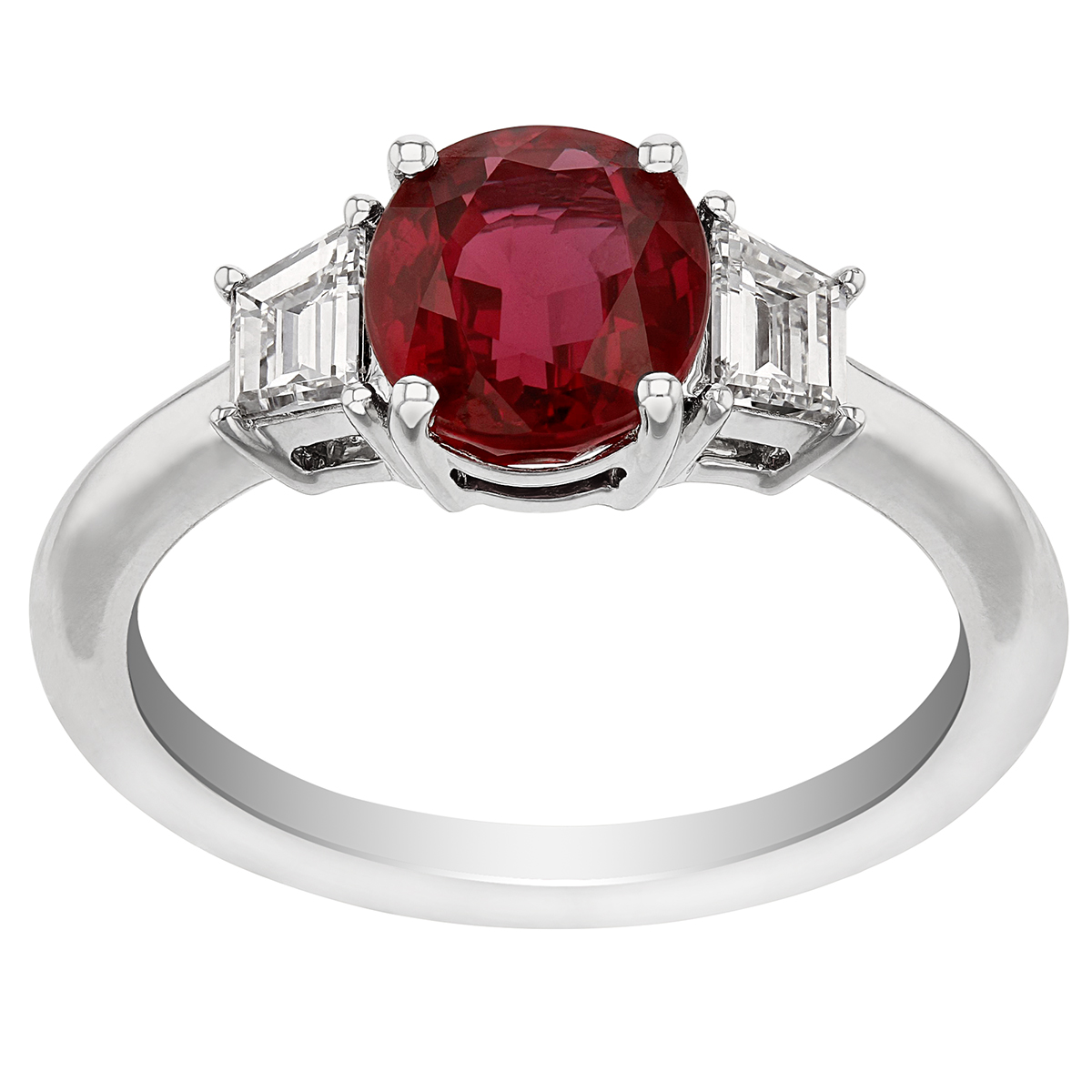 Ruby & Diamond 3 Stone Ring in Platinum