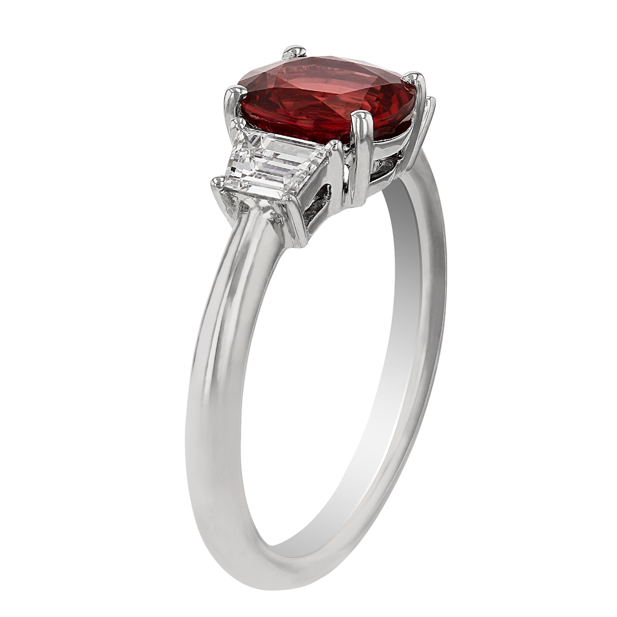Ruby & Diamond 3 Stone Ring in Platinum