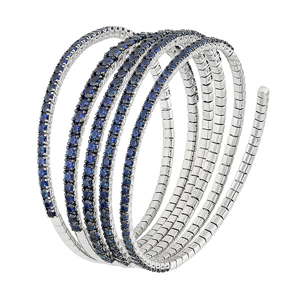 Rahaminov Sapphire 5 Row Flex Coil Bracelet in White Gold
