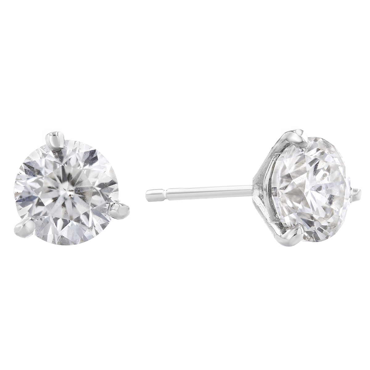 18K White Gold Round Diamond Stud Earrings, 2.01cttw | Borsheims