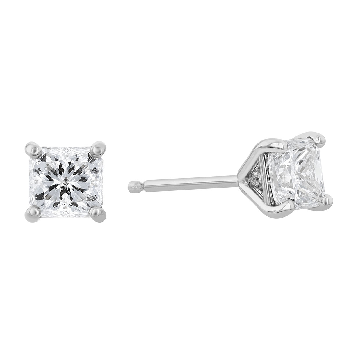 Borsheims Signature Square Diamond Stud Earrings in White Gold, 1.00 cttw
