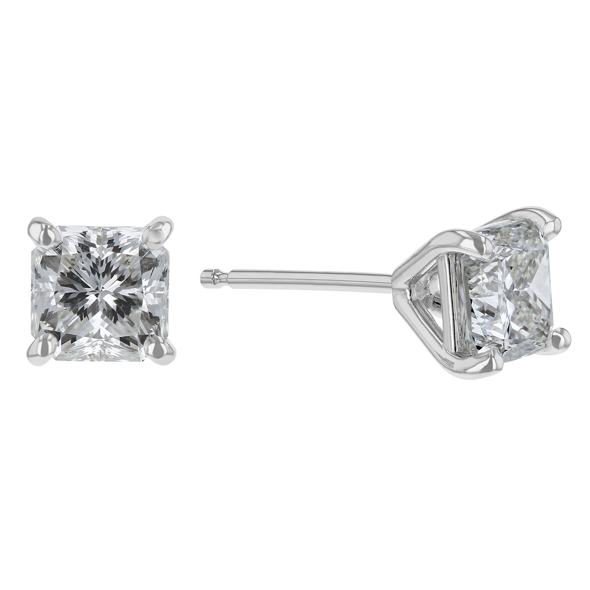 Borsheims Signature Square Diamond Stud Earrings in White Gold, 1.41